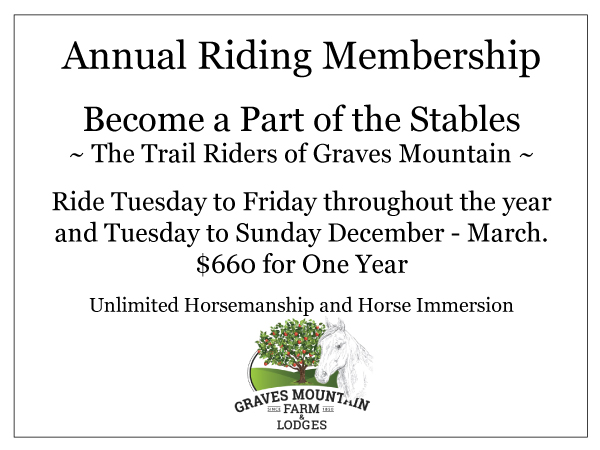 Annual Riding Membership for Graves Mountain Farm & Lodges