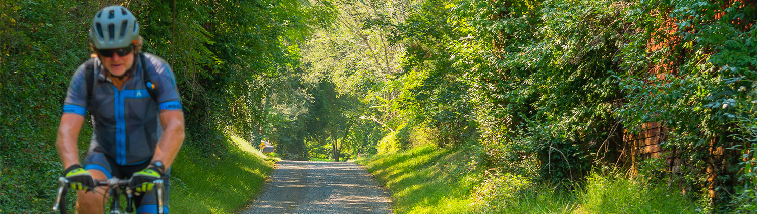 Road Biking - cycling - on packed gravel as one of the types of road biking - going out from Graves Mountain farm & Lodges, Syria VA