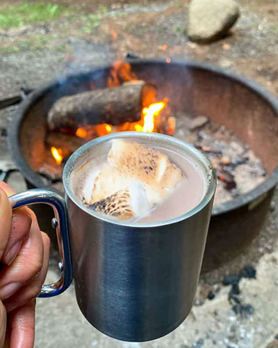 Cocoa around fire - gathering time