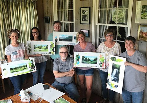 Watercolor painting workshop with Lou Messa at Graves Mountain Farm & Lodges in the VA Blue Ridge