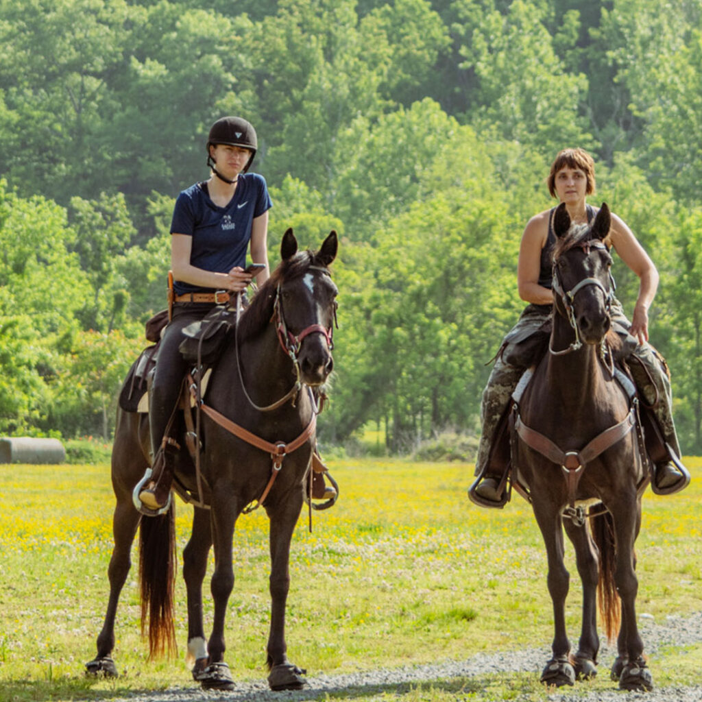 Circle H Equine Trail Ride at Graves Mountain Farm Campground - Kendel Wynne and Meredith Gregory on the ride.